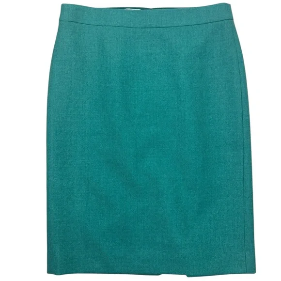 J.Crew No. 2 Pencil Skirt Wool Heather Teal Lined Classic Women's Size 6
